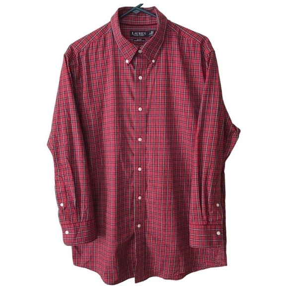Lauren Ralph Lauren Black Label Other - Lauren Ralph Lauren Black Label Red Plaid Button Down Slim Fit Stretch S…